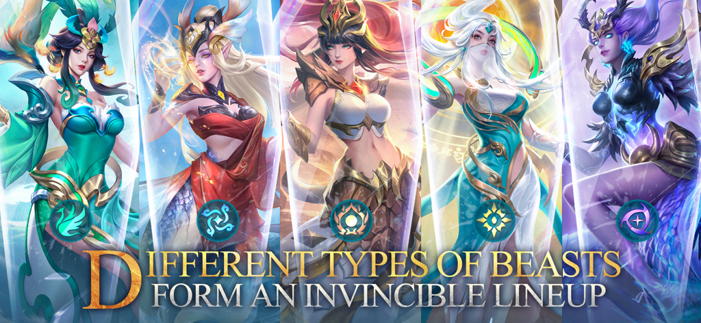 Fantastic Beasts: Wild Legend - Cinco personagens femininas de fantasia representando diferentes tipos de feras em Fantastic Beasts Wild Legend