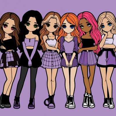 a group of girls realistic