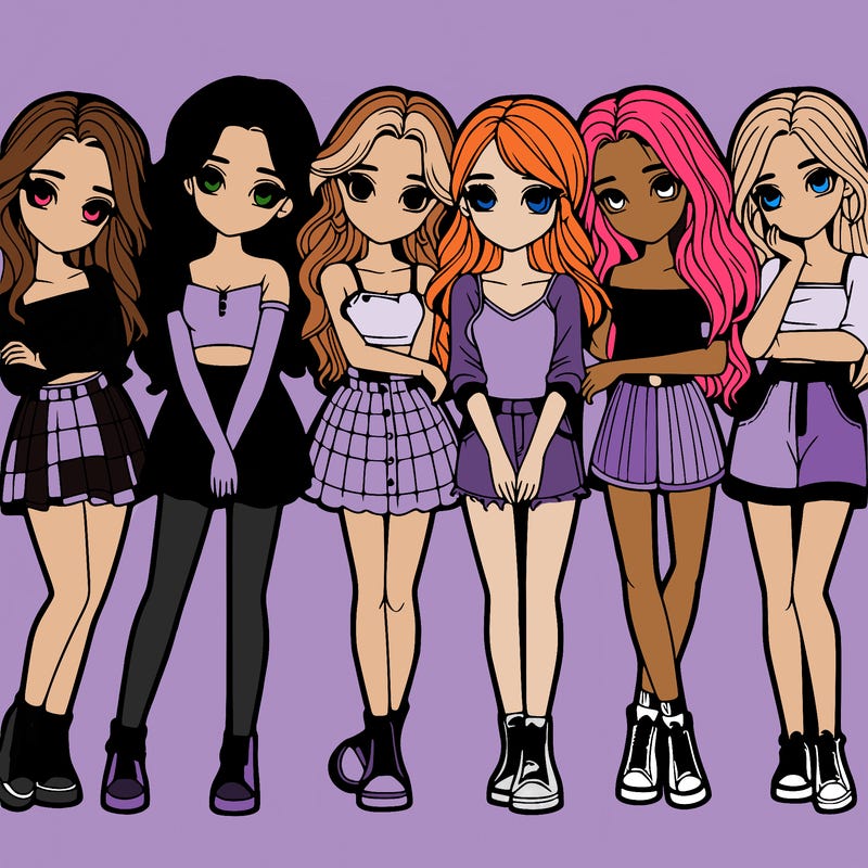 a group of girls realistic