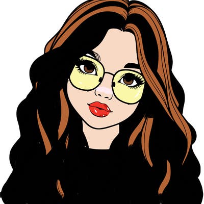 girl with long hair and freckles and glasses realistic
