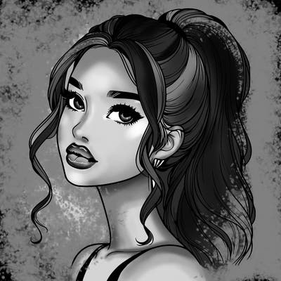 realistic girl with a ponytail on her hair and lips