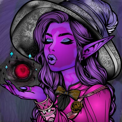 realistic elf casting a spell with lips