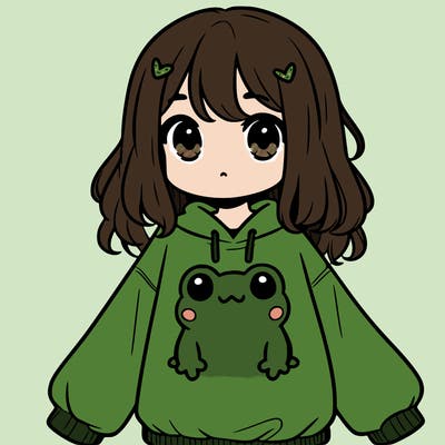 girl wearing frogging sweatshirt