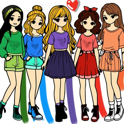 a group of five girls