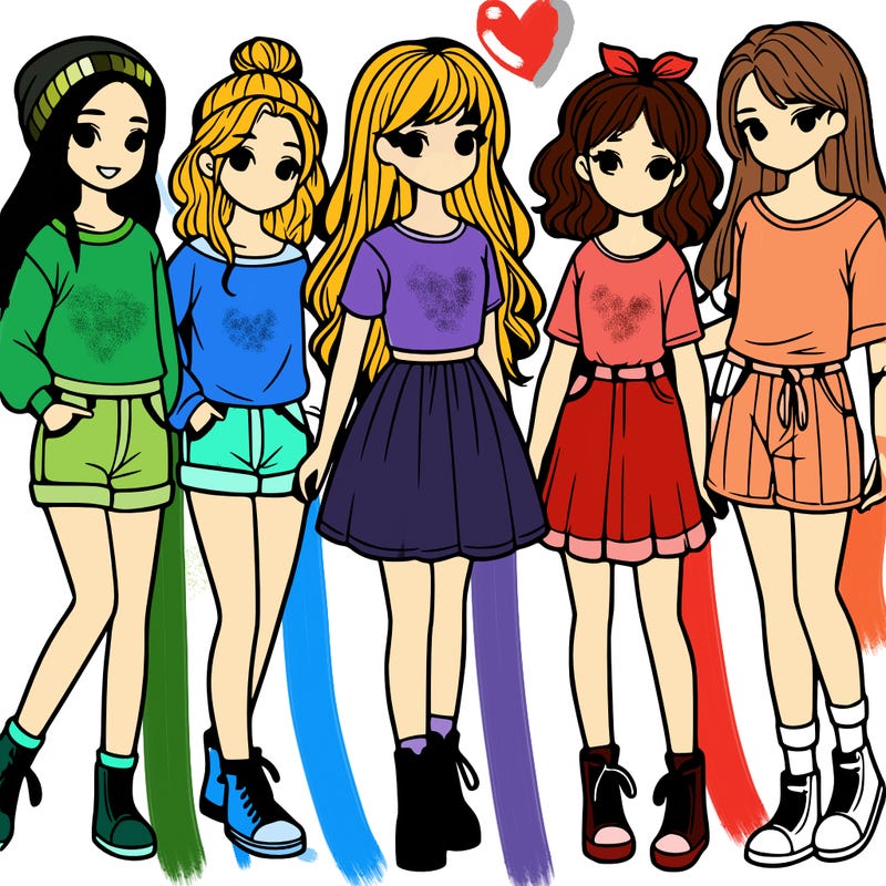 a group of five girls