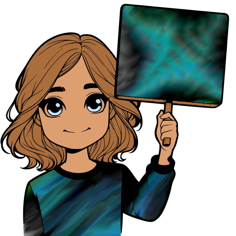 realistic girl holding up a sign