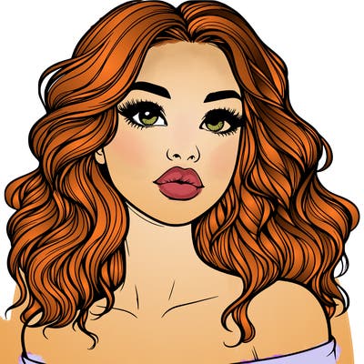 realistic girl with wavy hair and lips