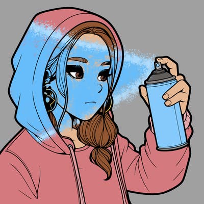 a realistic girl, spray painting