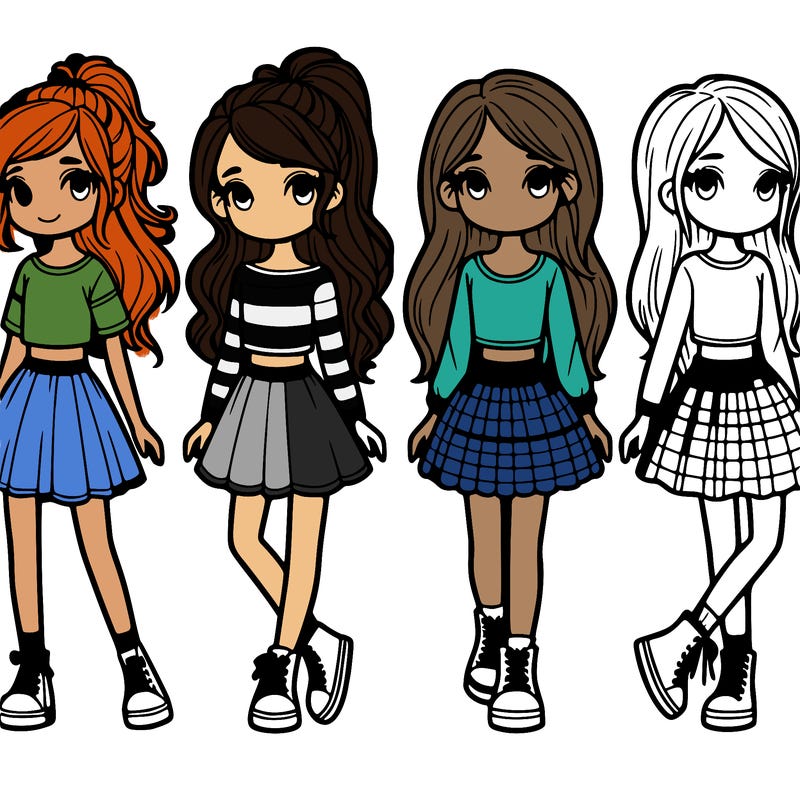 girls in skirts and tops