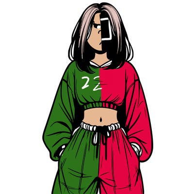 realistic girl faceless with baggy pants and a crop top