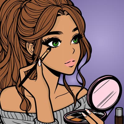 a realistic girl doing her makeup