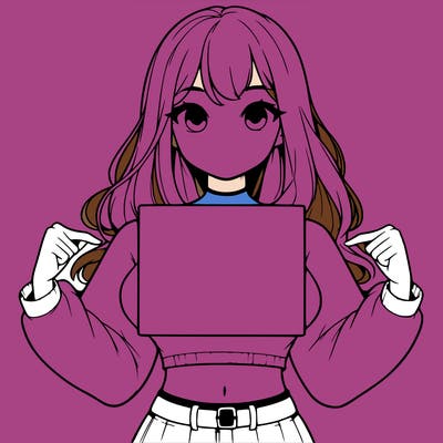 girl holding a blank sign in a long sleeve crop top