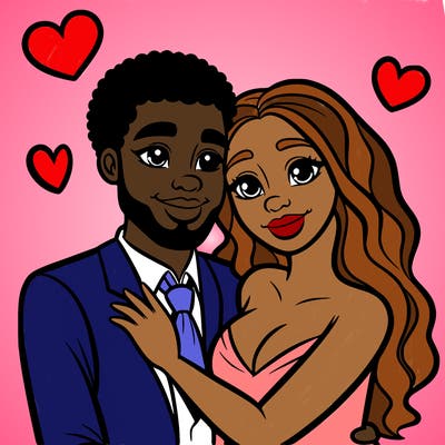 black man and white women in love realistic