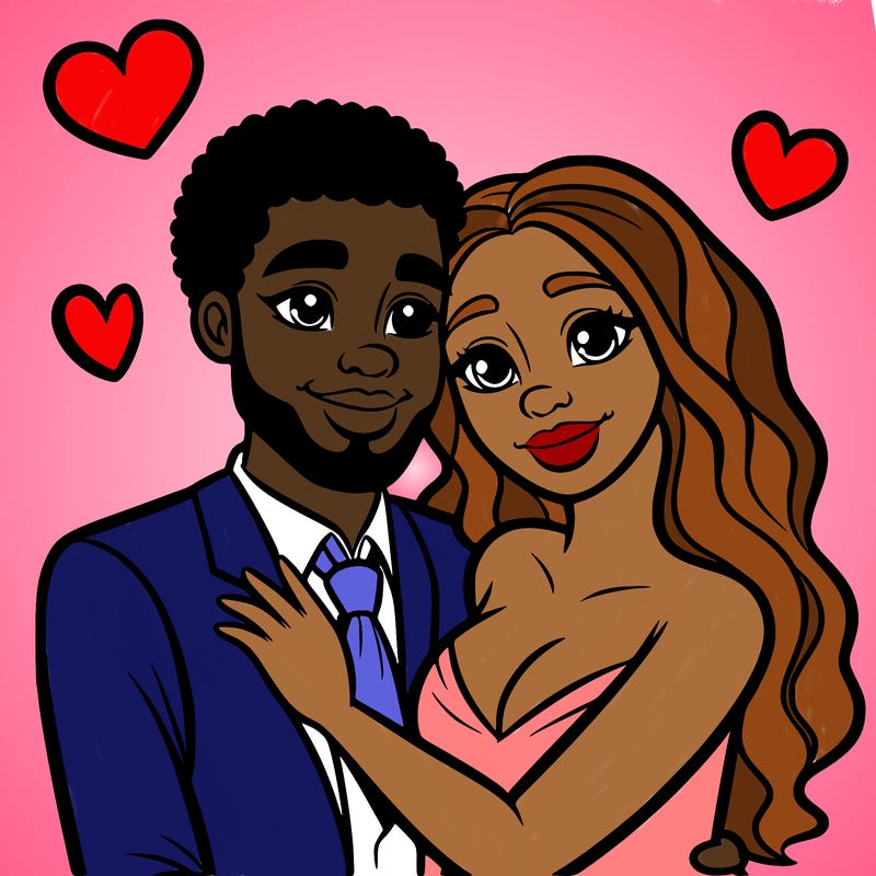 black man and white women in love realistic