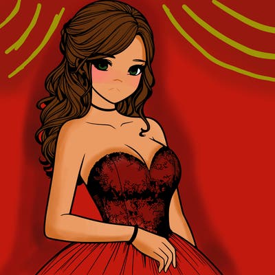 realistic girl in prom dress