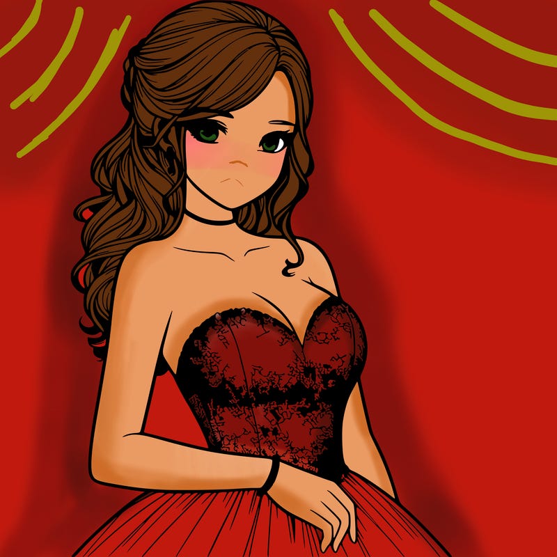 realistic girl in prom dress