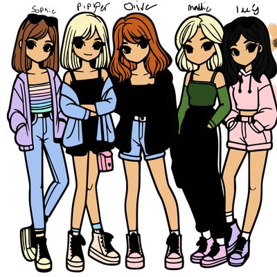 a group of girls teenagers