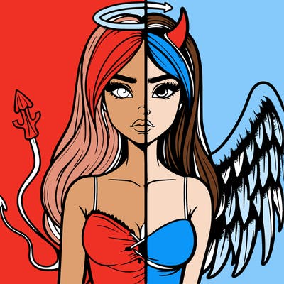 devil vs angel realistic girl