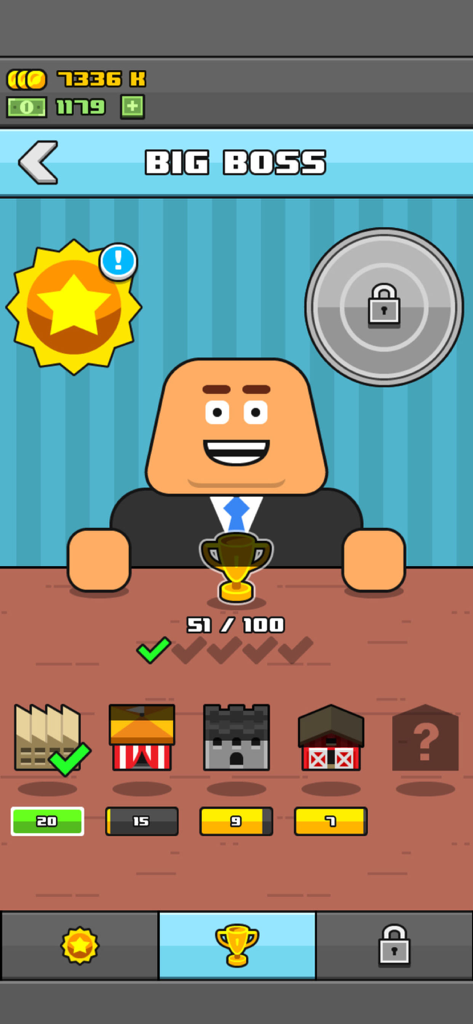 Make More! - The Big Boss character in the Make More app showing factory progress and trophies