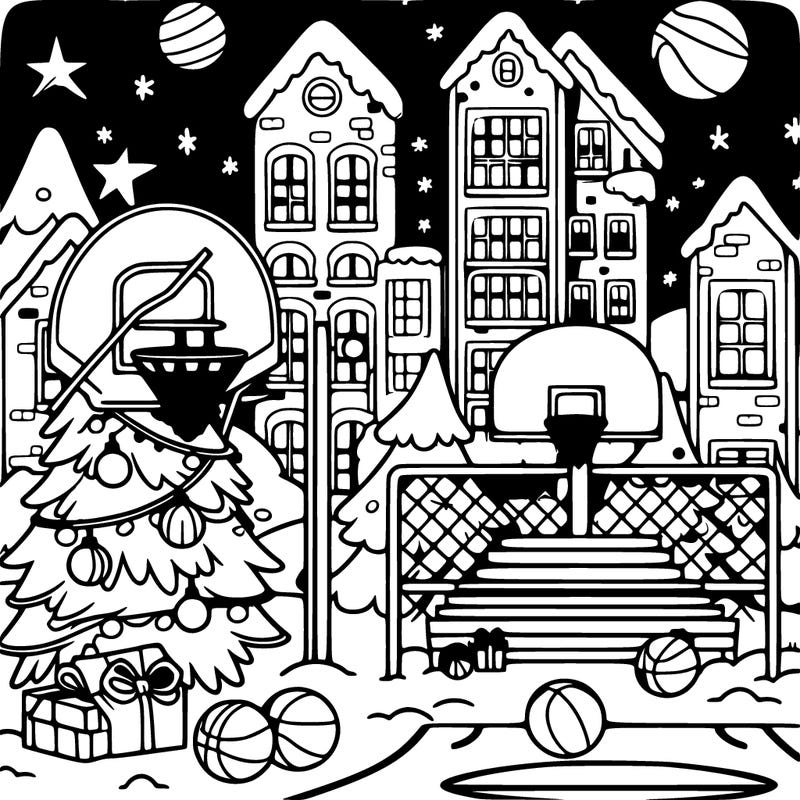 basketball court at christmas
