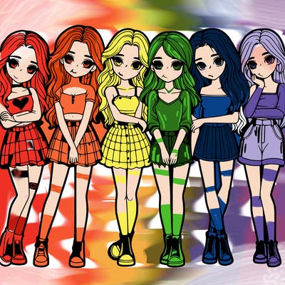 a group of girls realistic