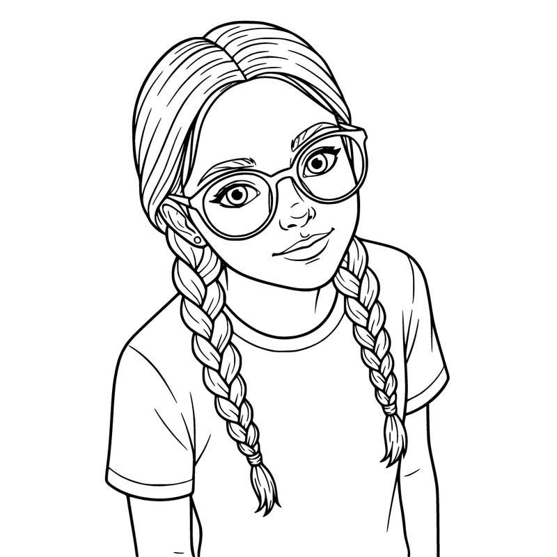 a girl with glasses and two braids