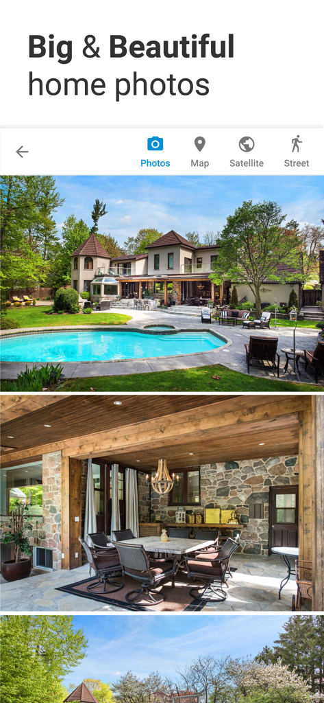 Big and beautiful luxury home photos displayed in the Zolo real estate app