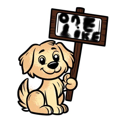 a dog holding the sign