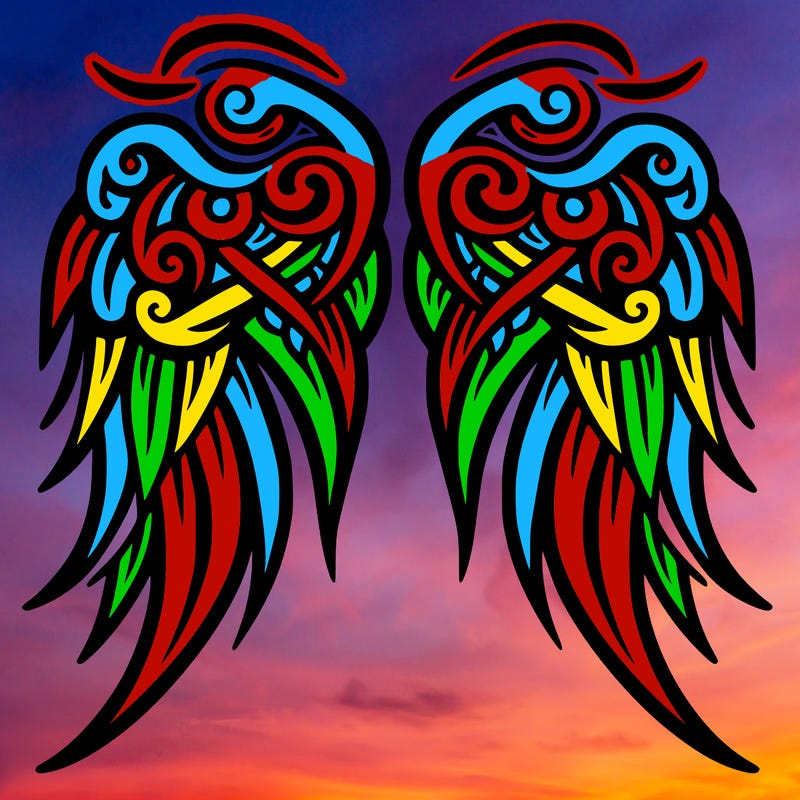 tribal tattoo style angel wings