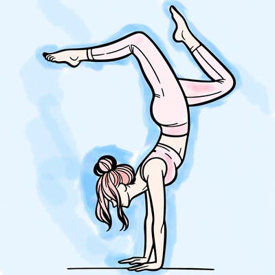 a woman doing a handstand