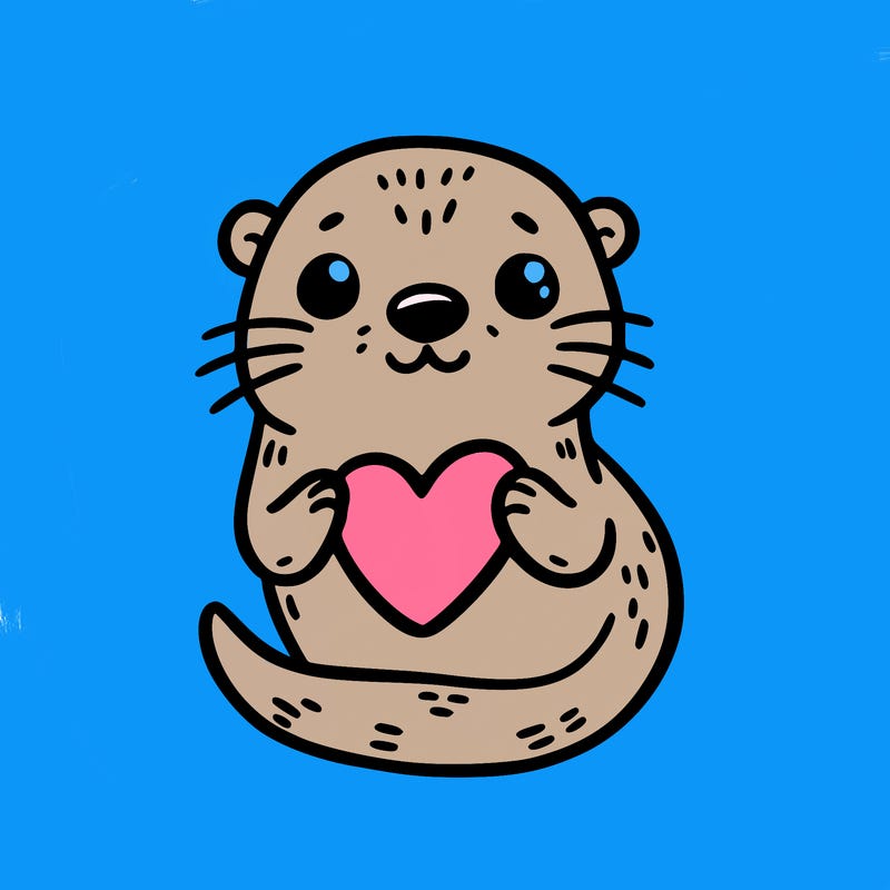 otter with a heart
