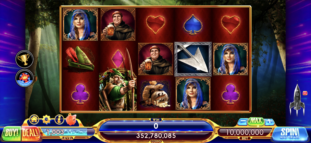 Écran de jeu de machine à sous sur le thème de Robin des Bois dans le casino Hot Shot