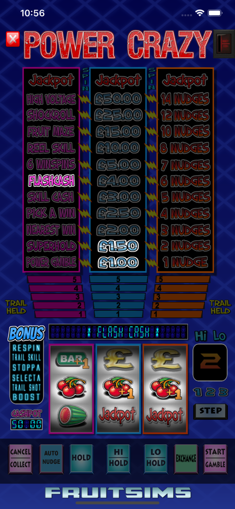 Pantalla de juego de máquina tragaperras retro con tres rodillos y torres de funciones