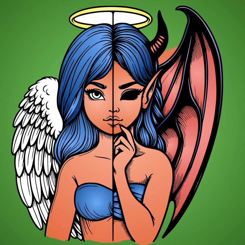 realistic angel half demon