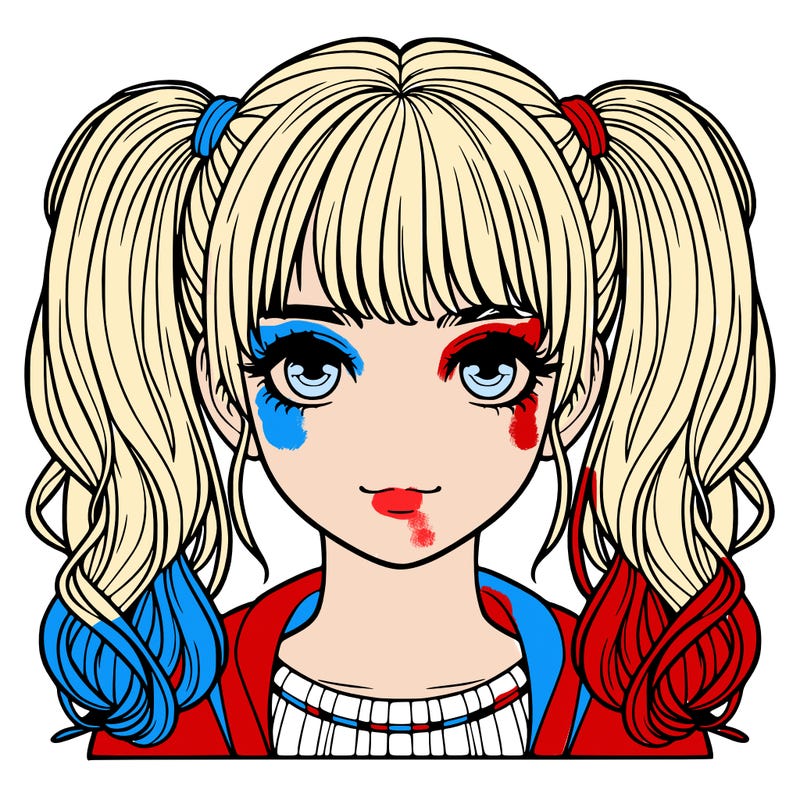 a realistic girl who has pigtails