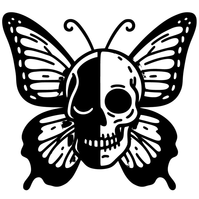half butterfly half skull
