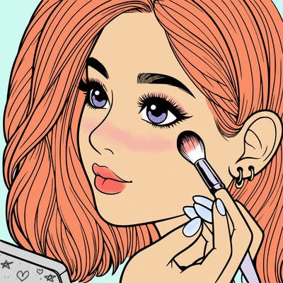 a realistic girl doing her makeup