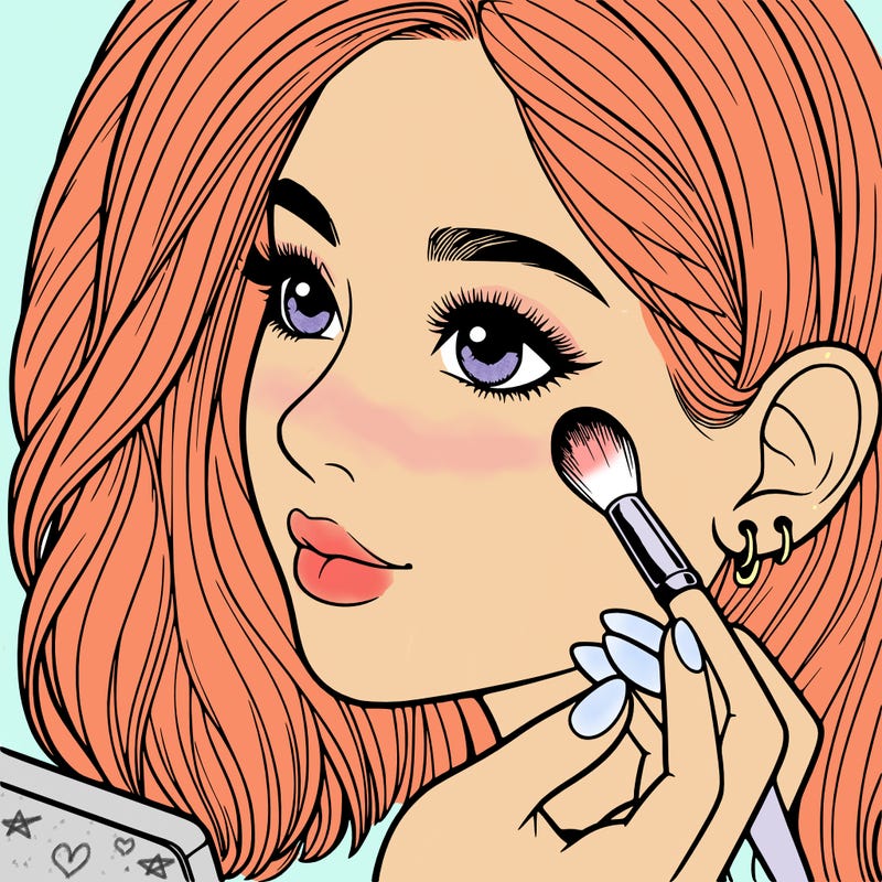 a realistic girl doing her makeup