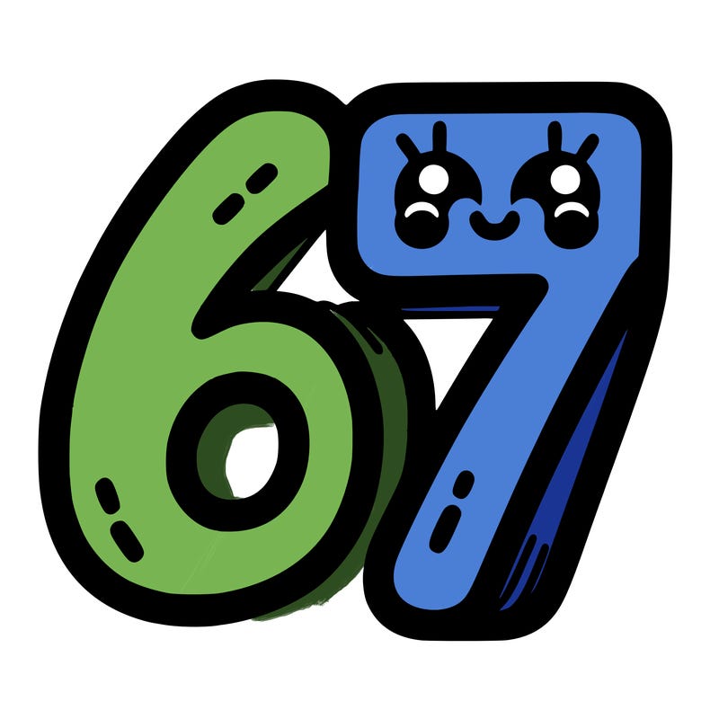 the numbers 67