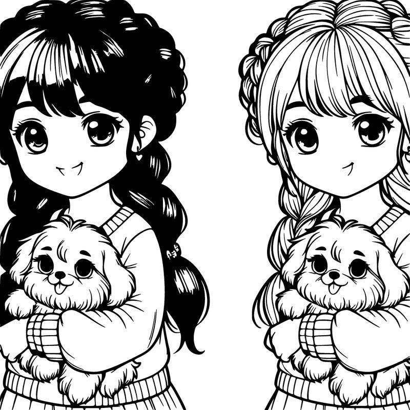 girl holding a dog realistic