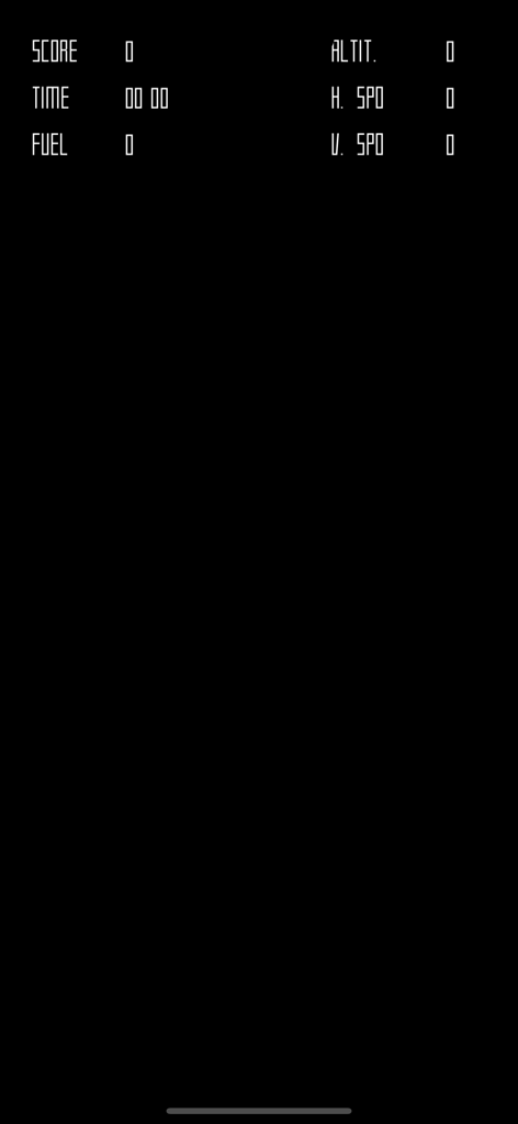 LunarLander! - Retro game HUD showing fuel and speed stats for LunarLander