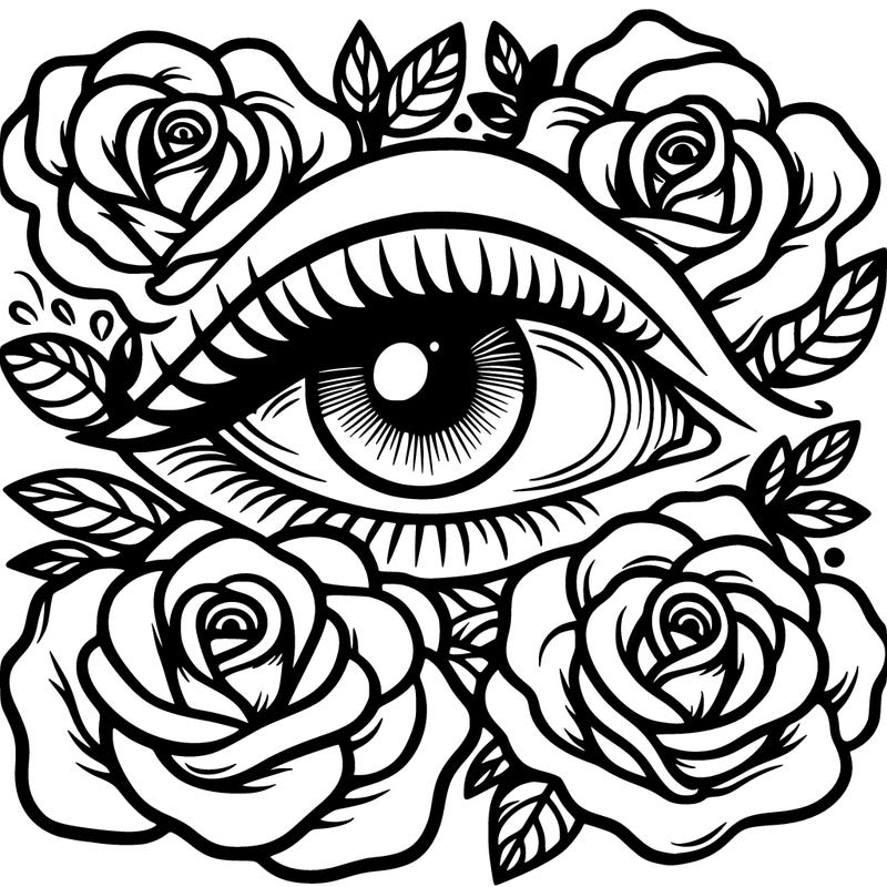 eye and roses