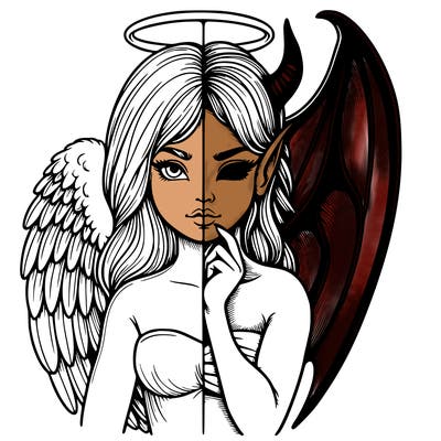 realistic angel half demon