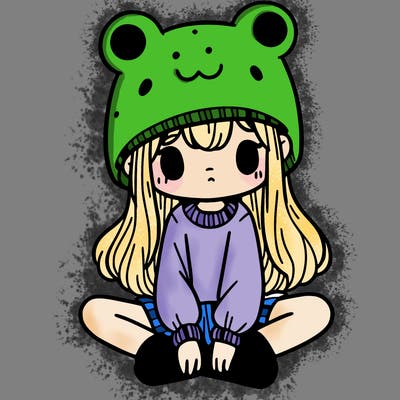 a girl wearing a frog hat and some frog socks