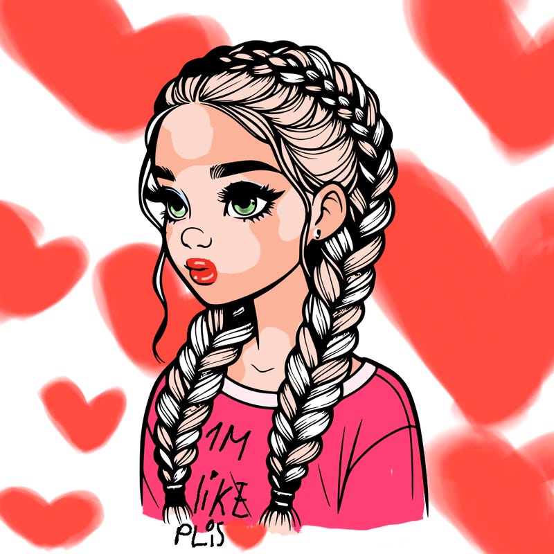 realistic girl with braids
