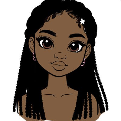 a realistic black girl with braids