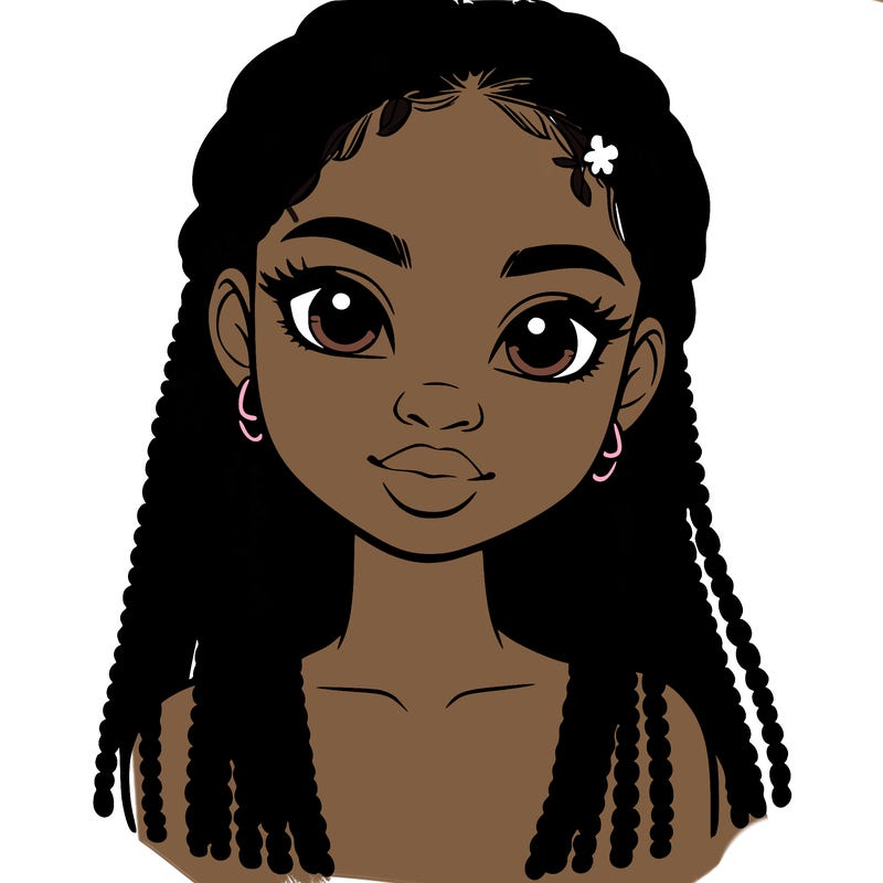 a realistic black girl with braids