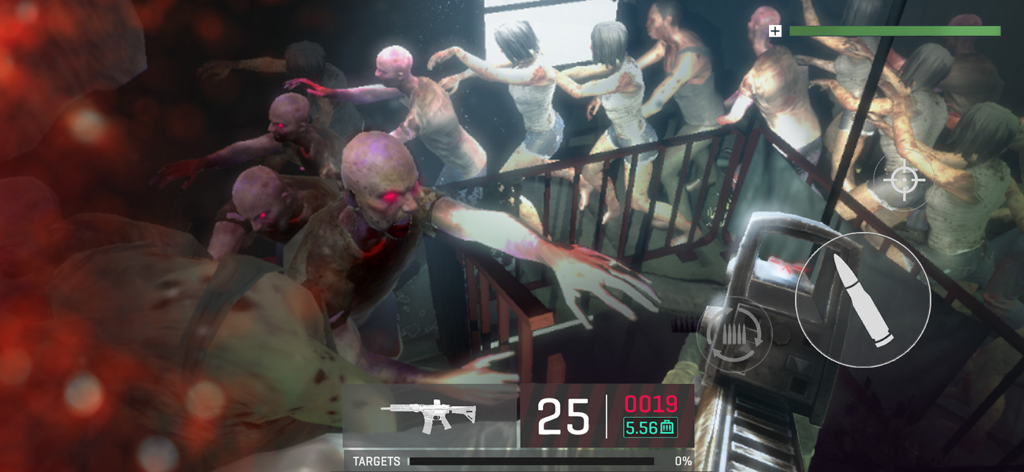 Jugabilidad FPS llena de acción en Zombie Hunter 2 con un ataque de horda zombi