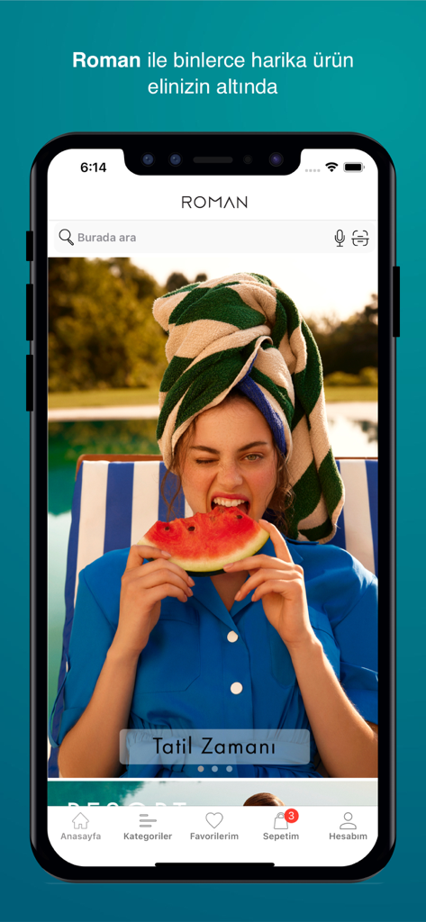 Roman - Roman mobile fashion app home screen featuring the vacation collection collection and user interface.