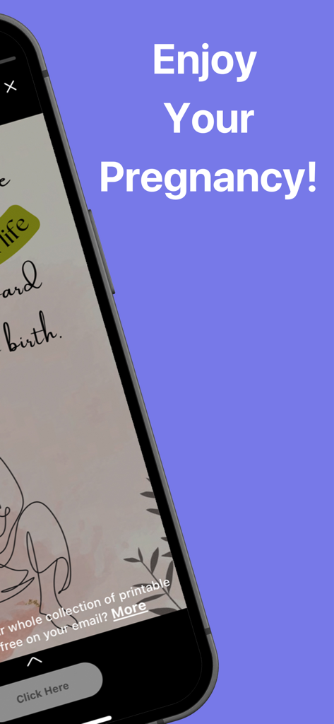 Zen Pregnancy App-Oberfläche mit der Überschrift Enjoy Your Pregnancy und minimalistischer Mutter-Linienkunst